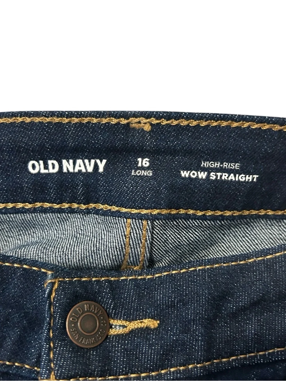 Old Navy Wow Straight Jeans Plus Size 16 Long Blue Dark Wash High Rise